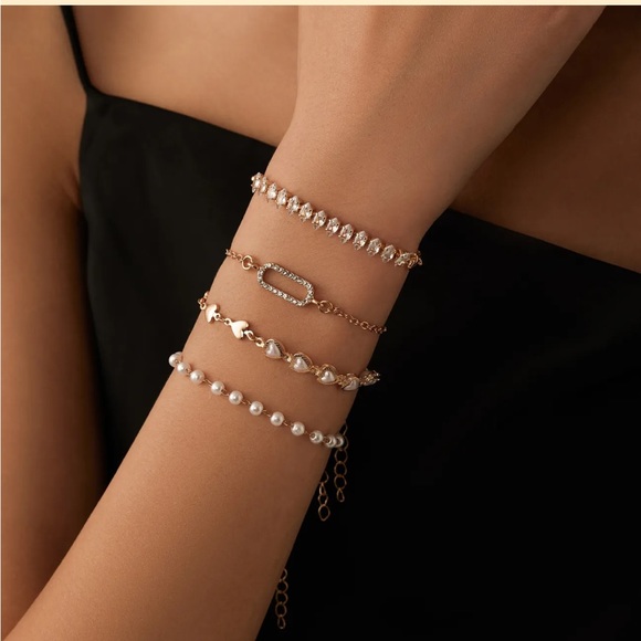 Gold Adjustable Bracelets, Set of 4Pcs, with Gift Box - Picture 3 of 4